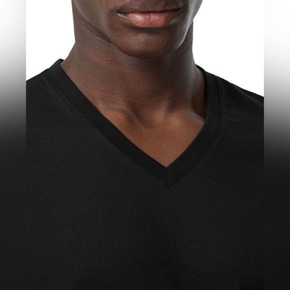 EUC Men’s Large Burberry Brit V-Neck Cotton Tee With Logo Embroidered In Blaack - Picture 4 of 14